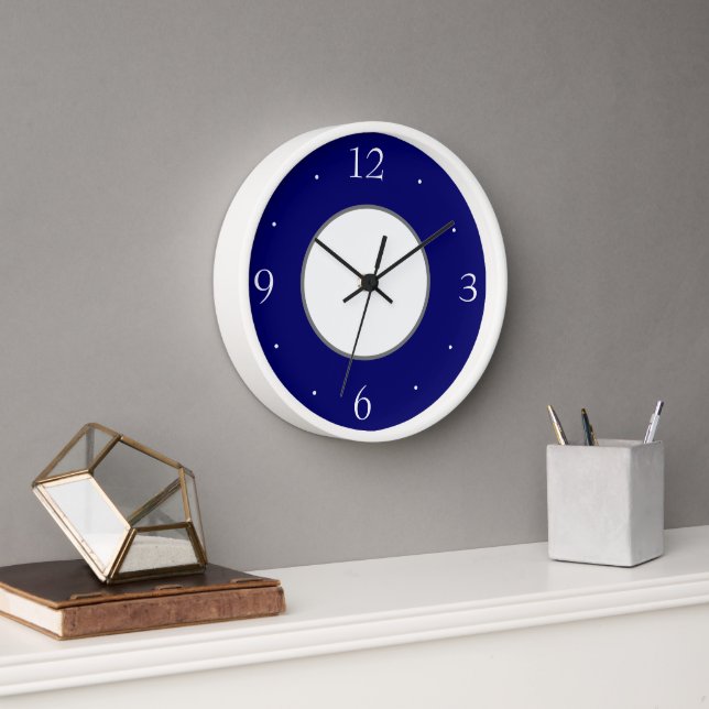 Classy Simplistic Blue and White Kitchen Clock (Office)