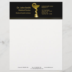 Classy Snake Bowl Medical Hygieia Gold Caduceus Letterhead