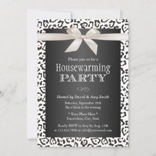 Classy Snow Leopard Print Housewarming Party Invitation