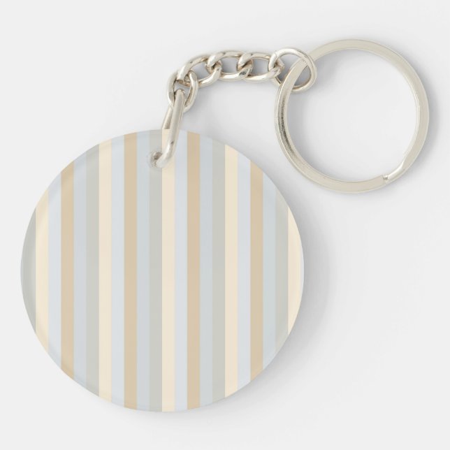 Classy Soft Colored Greys Vertical Stripes Keychain (Back)