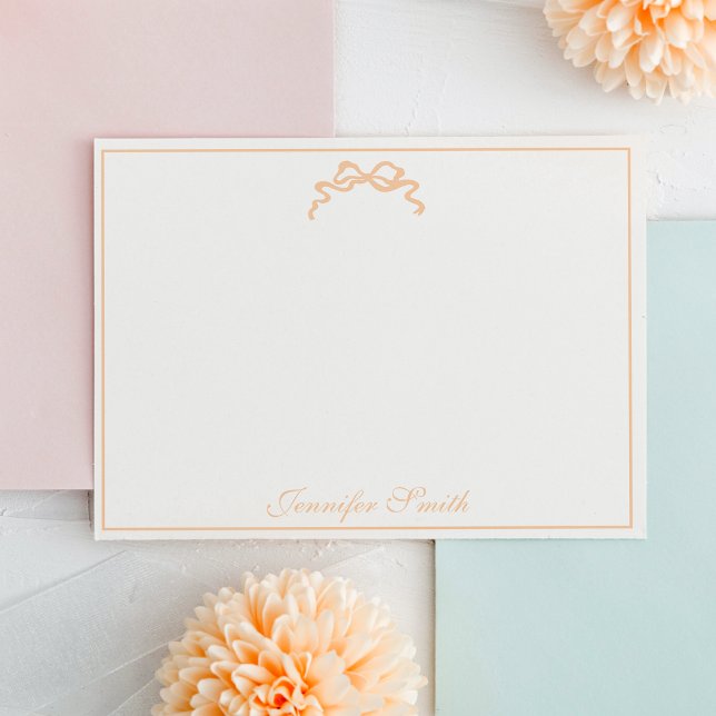 Classy Soft Peach Bow Thin Border Formal Card (Creator Uploaded)
