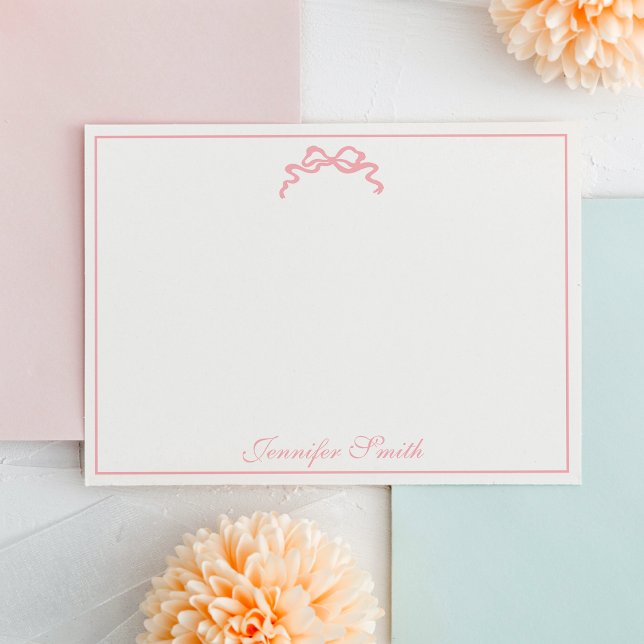 Classy Soft Pink Bow Thin Border Formal Card (Creator Uploaded)