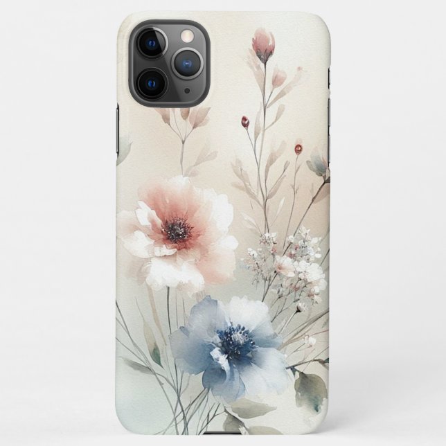 Classy Sophisticated Delicate Watercolor Flowers iPhone Case (Back)