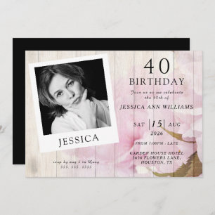 Classy Sophisticated Photo Feminine Birthday Invitation