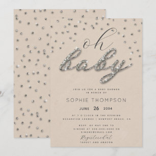 Classy Sparkle Glitter Gender Neutral Baby Shower Invitation
