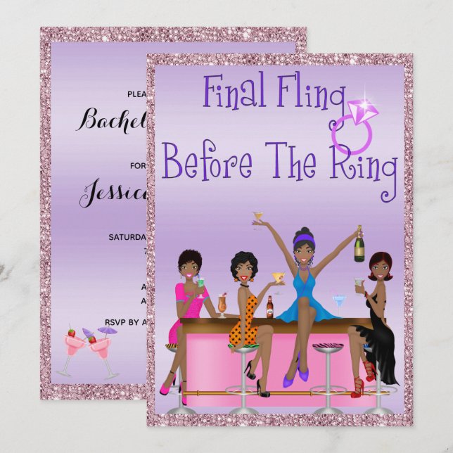 Classy Sparkles & Glitter  Bachelorette Party Invitation (Front/Back)