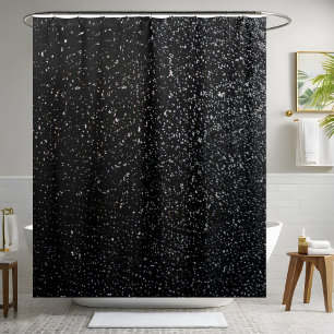 Classy Sparkling Black Sequin Shower Curtains