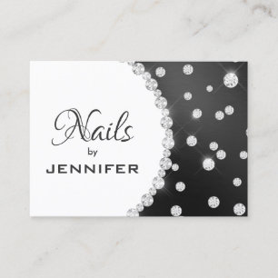 Classy Sparkly Diamonds Elegant Black and white  Business Card