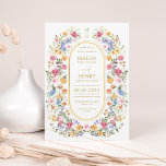 Classy Spring Wildflower Meadow Garden Wedding Invitation<br><div class="desc">Impress your guests with this classy wedding invite. The cheerful design features colourful watercolor wildflowers mixed with lush greenery foliage. Use the text fields to personalize the card with your own wording and details. If you want to change the font style, colour or text placement, simply click the "Customize Further"...</div>