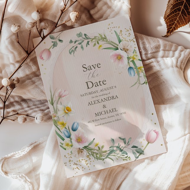 Classy Spring Wildflower Meadow Garden Wedding Save The Date (Creator Uploaded)
