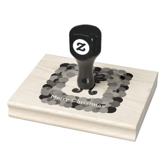 Classy Square Christmas Wreath Rubber Stamp (Stamp)
