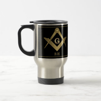 Classy Square & Compass Monogrammed Travel Mug