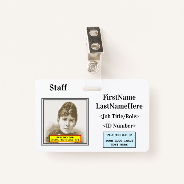 Classy Staff Member Identification Badge (Front with Clip)