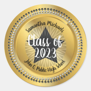 Classy Star Gold Class of 2019 Graduation Classic Round Sticker
