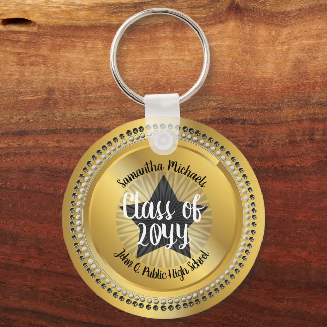 Classy Star Gold Class of 2023 Graduation Keychain (Front)