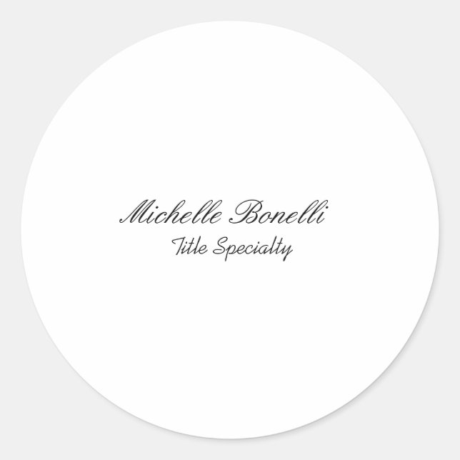 Classy Stylish Script Add Your Name Classic Round Sticker (Front)