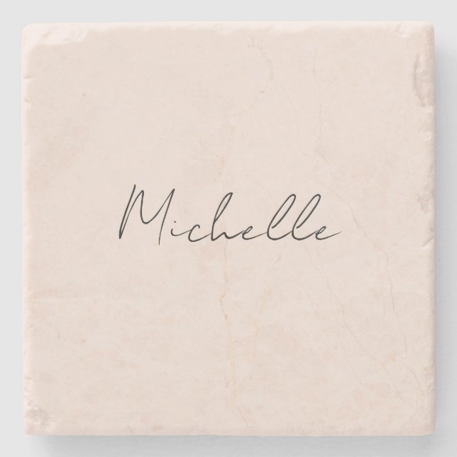 Classy Stylish Script Add Your Name Stone Coaster (Front)