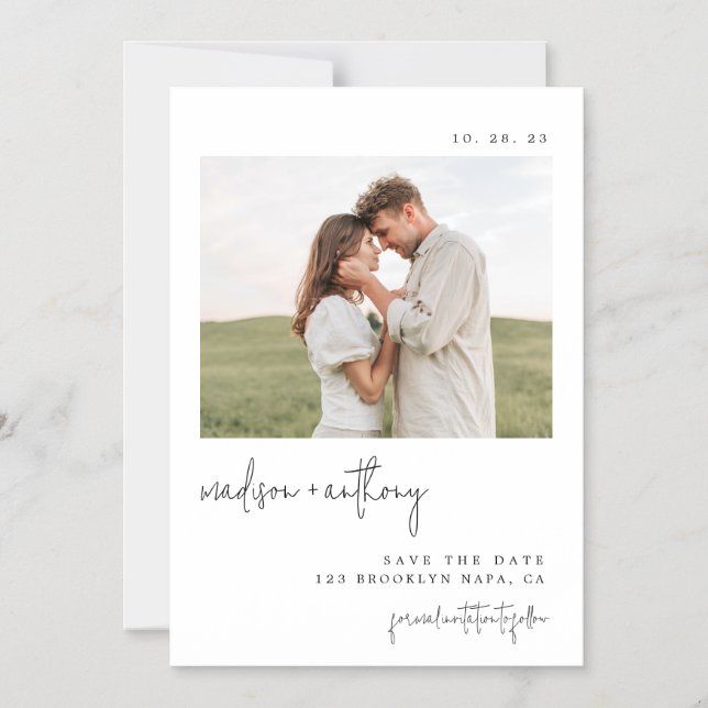Classy Stylish Script Save the Date Magnetic Invitation (Front)
