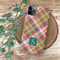 Classy Summer Orange Pink Teal Green Plaid Pattern