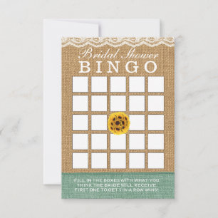 Classy Sunflower Ball Burlap Bridal Shower Bingo