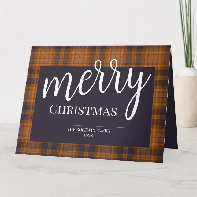 Classy Sweet Plaid Christmas Card (Front)
