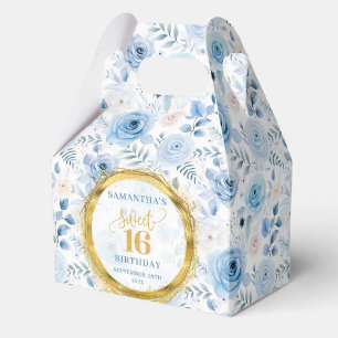 Classy Sweet Sixteen Pastel Blue Gold Party Favor Favor Box