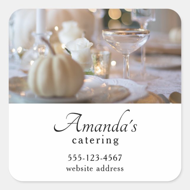 Classy Table with Fancy Place Setting Business Square Sticker (Front)