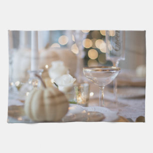 Classy Table with Fancy Place Setting Kitchen Towel