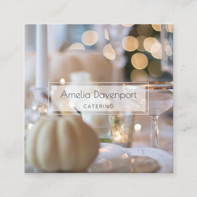 Classy Table with Fancy Place Setting Square Business Card (Front)