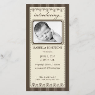 Classy Taupe Customized Birth Announcement