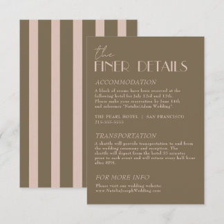 Classy Taupe Gold Old Money Wedding Details Enclosure Card