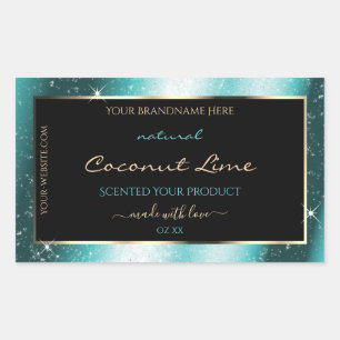 Classy Teal Sparkle Glitter Frame Product Label