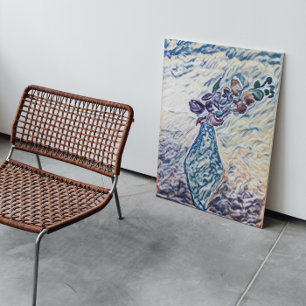 Classy Textured Floral Vase Illustration Canvas Print