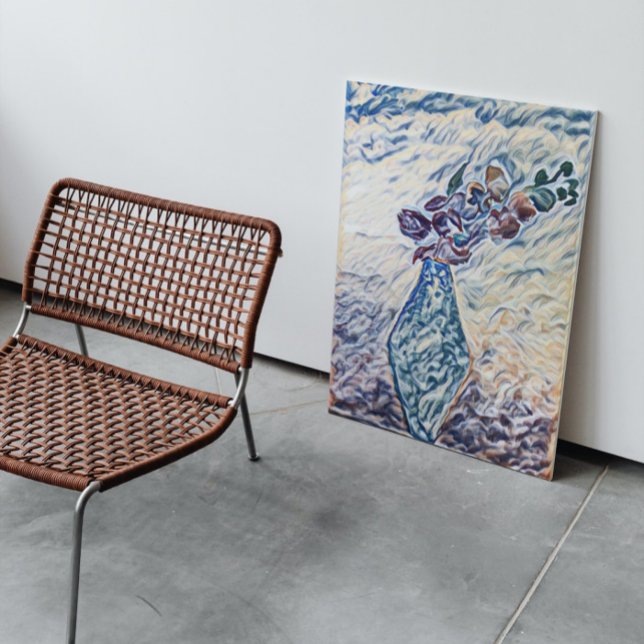 Classy Textured Floral Vase Illustration Canvas Print (Creator Uploaded)