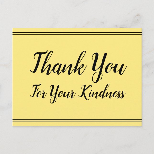 Classy "Thank You For Your Kindness" Postcard (Front)