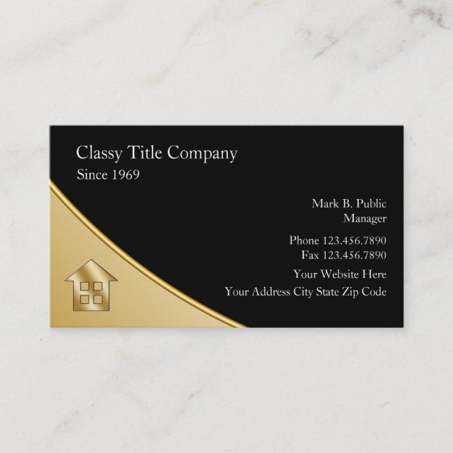 Classy Title Company Business Cards (Front)