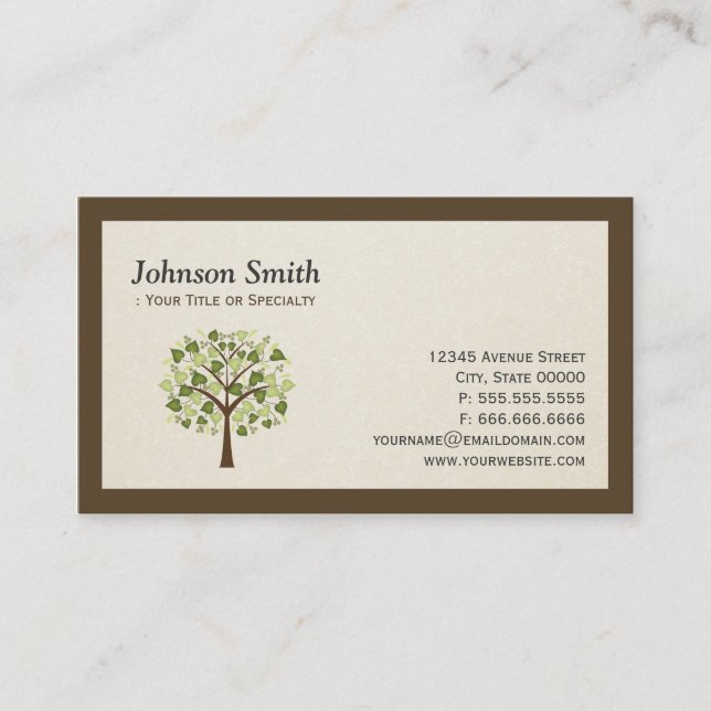 Classy Tree of Hearts - Simple Clean Stylish Business Card (Front)