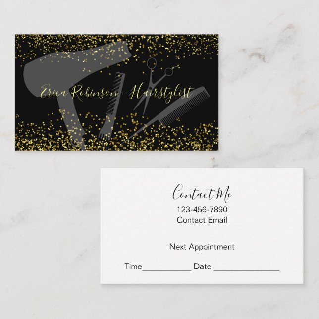 Classy Trendy Hairstylist Glitzy Appointment Cards (Front/Back)