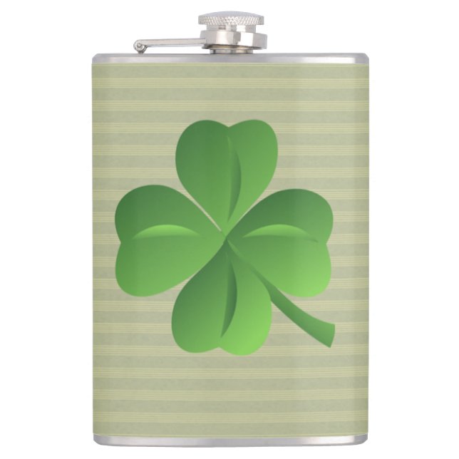Classy Trendy  Irish Lucky Shamrock Hip Flask (Front)