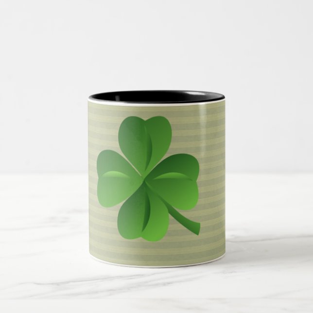 Classy Trendy  Irish Lucky Shamrock Two-Tone Coffee Mug (Center)