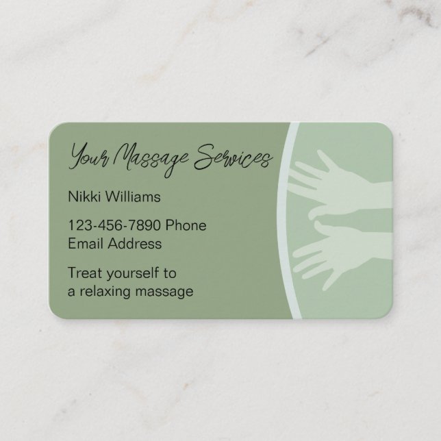 Classy Trendy Massage Therapist Business Cards (Front)