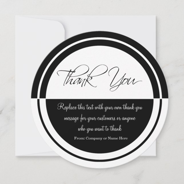 Classy Trendy Round Thank You Cards With Envelopes (Front)