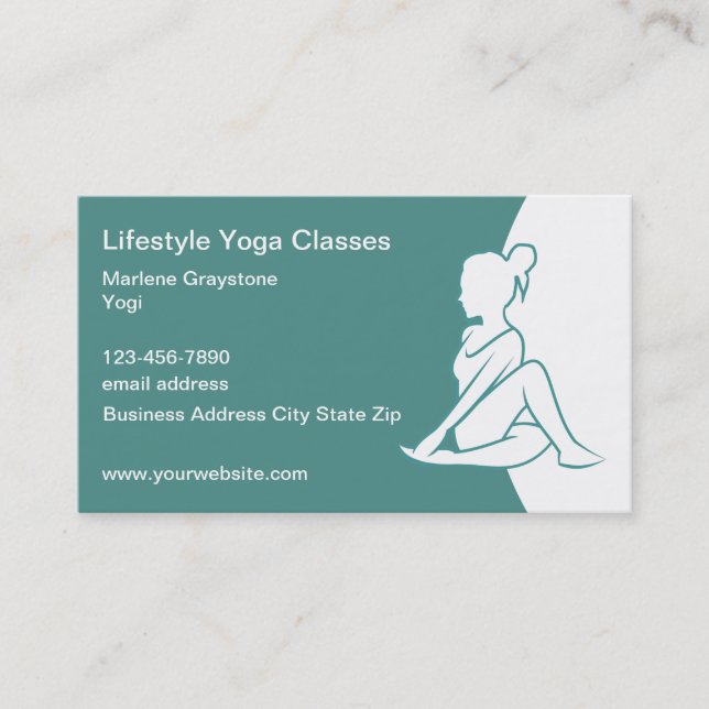 Classy Trendy Yoga Class Instructor Business Card (Front)