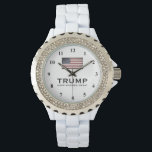 Classy Trump watch for republican women<br><div class="desc">Classy Trump watch for republican women.  Keep America Great.  White strap wrist watch for ladies. Cool design with vintage flag. Support the republican party campaign. Patriotic design with American flag. Keep America Great. Make America Great Again.</div>