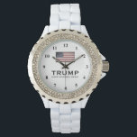 Classy Trump watch for republican women<br><div class="desc">Classy Trump watch for republican women.  Keep America Great.  White strap wrist watch for ladies. Cool design with vintage flag. Support the republican party campaign. Patriotic design with American flag. Keep America Great. Make America Great Again.</div>