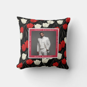 Classy Tulip Flower Surprise Birthday Party Throw Pillow