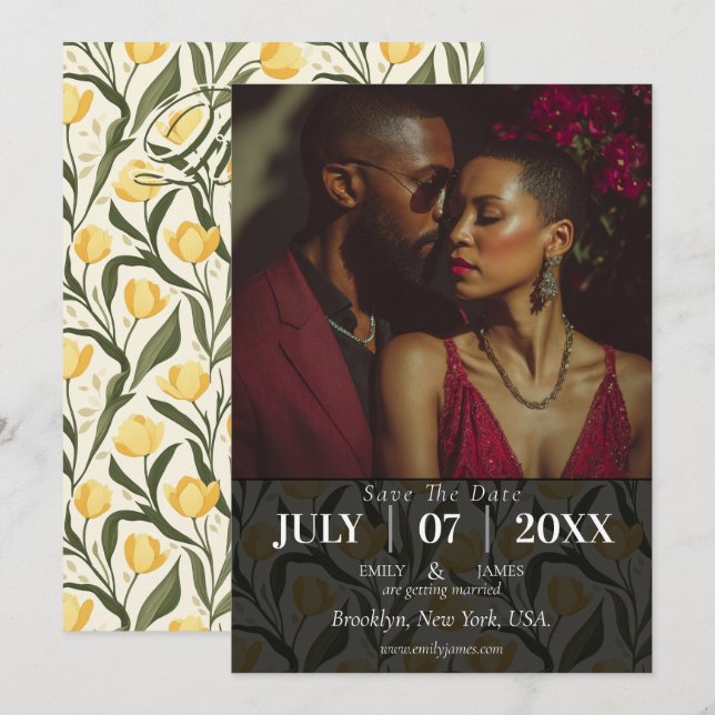 Classy Tulip Inspired Destination Wedding Save The Date (Front/Back)