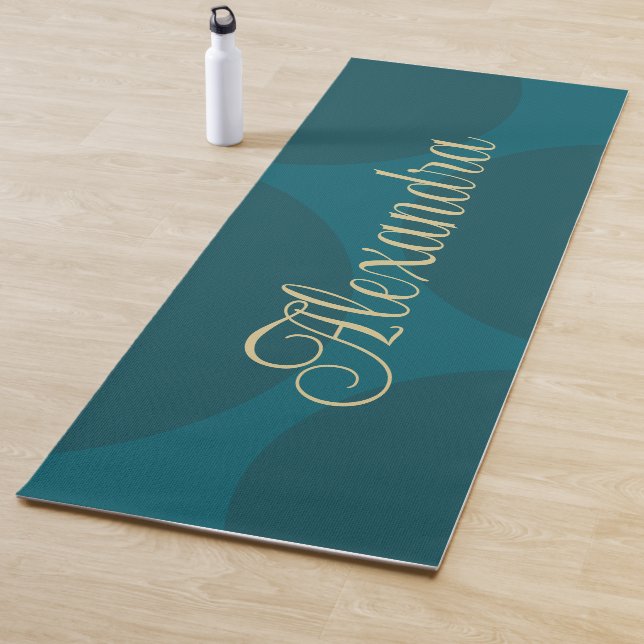 Classy Turquoise Green Abstract Yoga Mat (In Situ)