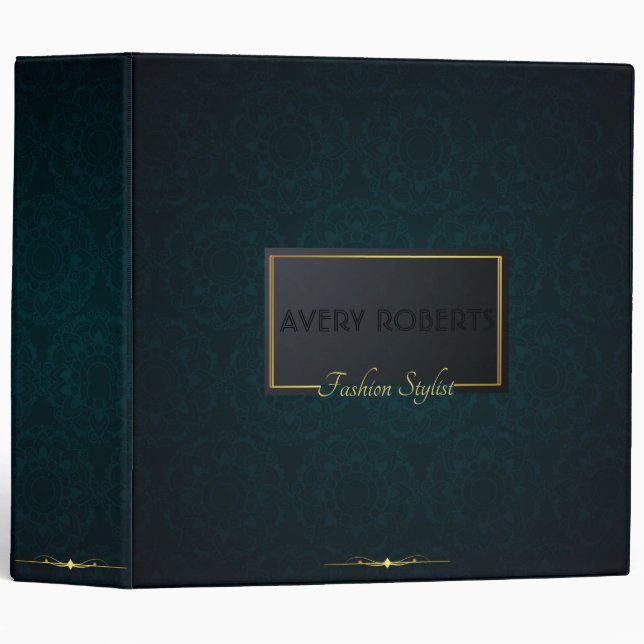 Classy turquoise ornament Elegant geometric Binder (Front/Spine)