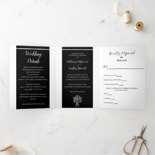 Classy Two Colour's Wedding Tri-Fold Invitation